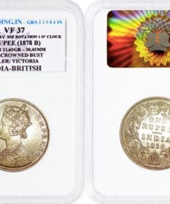 1 Rupee 1878 B | Silver | VF37 | Die Rotation at 1 o’clock | Dot Variety | Queen Victoria