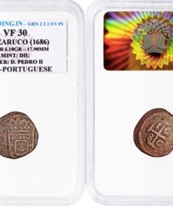 🟨 ⚓ Rare 1 Bazaruco of Pedro II | 1686 | Indo-Portuguese | VF30 | Diu Mint | Numista Index: 84